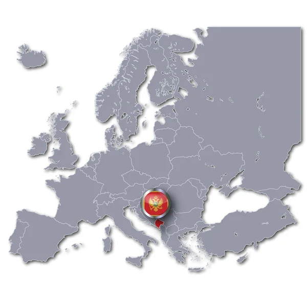 Kaart Van Europa Met Montenegro — Stockfoto