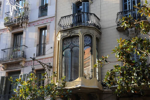 Arquitetura Espanha Cidade Barcelona Fachadas Casas Edifícios — Fotografia de Stock