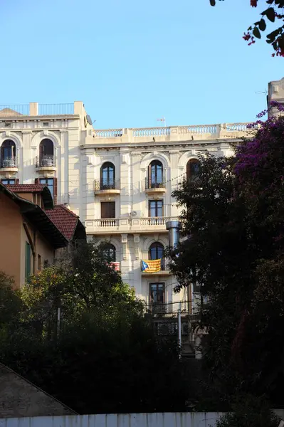 Spanya Mimarisi Barselona Şehri Evler Binaların Cepheleri — Stok fotoğraf