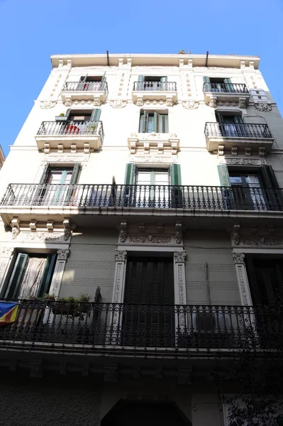 Arquitetura Espanha Cidade Barcelona Fachadas Casas Edifícios — Fotografia de Stock