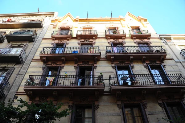 Arquitetura Espanha Cidade Barcelona Fachadas Casas Edifícios — Fotografia de Stock