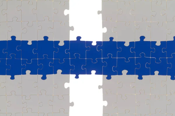 Deux Moitiés Puzzle Blanc Sont Liés Par Une Manière Colorée — Photo