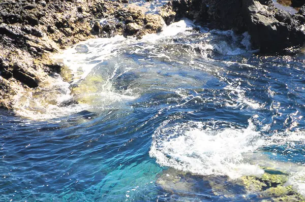 Blue Water Κυματίζει Υφή Στον Ατλαντικό Ωκεανό — Φωτογραφία Αρχείου