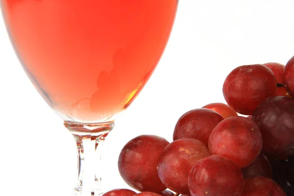 Glass Red Wine Grapes White Background — Stock Photo, Image
