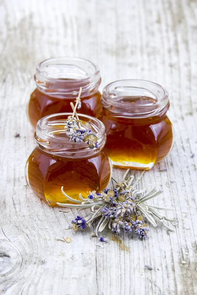 Miel Hierbas Con Flores Lavanda — Foto de Stock