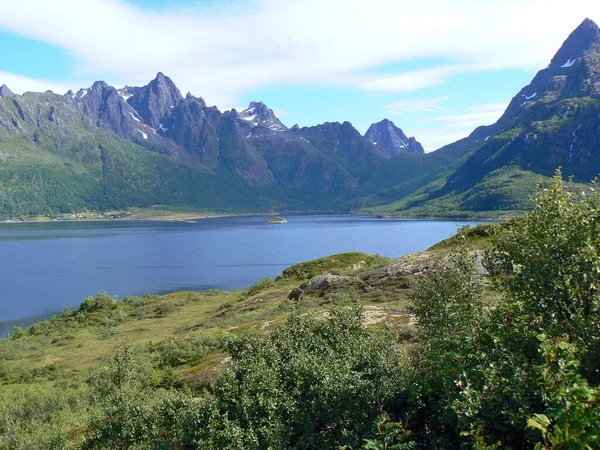 Lofoten Sobre Naturaleza Paisaje Fondo — Foto de Stock