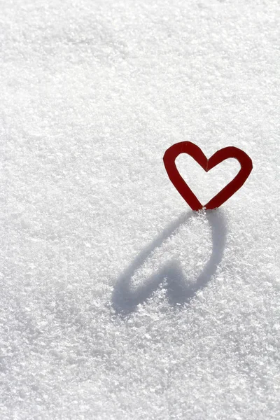 Heart Snow Frozen Lake — Stock Photo, Image