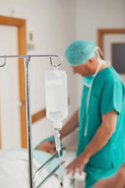 Focus Shot Intravenous Drip Bag Hospital Hallway — Stock Photo, Image