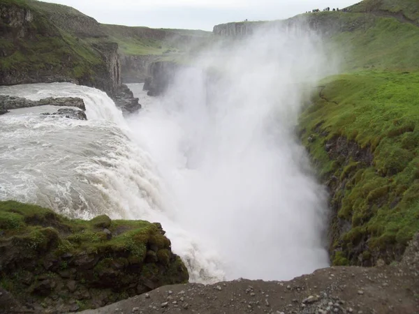 Zdjęcie Które Sfotografowałem Wakacyjnej Wycieczce Rodziną Gullfoss Imponujący Wodospad — Zdjęcie stockowe