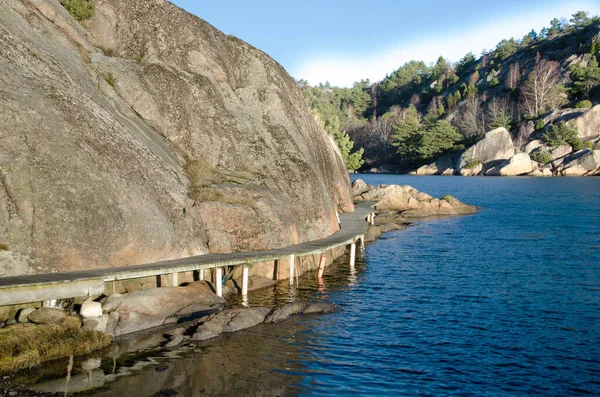 Boardwalk Mountain Bridge Water — Stock Photo, Image