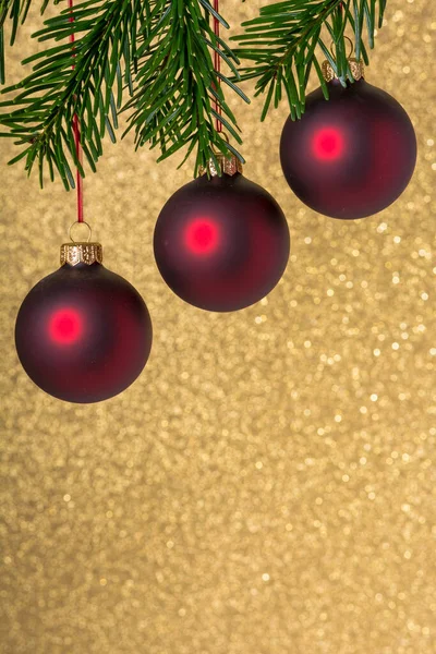 Hanging Red Christmas Balls — Stock Photo, Image