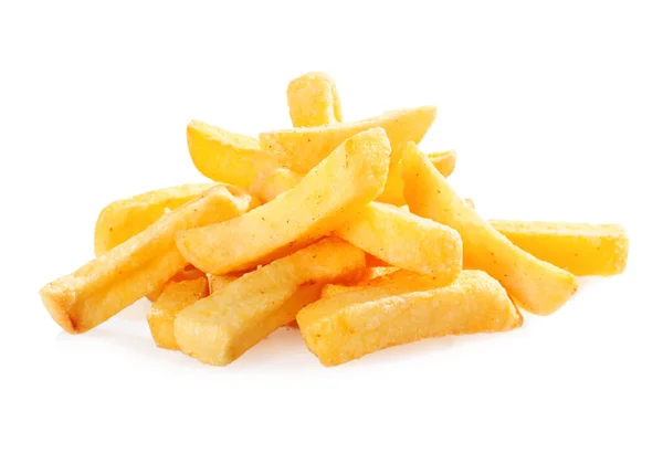 Haufen Goldener Knuspriger Frittierter Kartoffelkeile Oder Pommes Für Einen Fast — Stockfoto