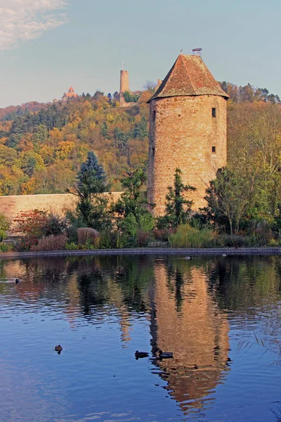 Blå Hatt Weinheim Med Två Slott — Stockfoto