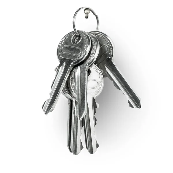 Ring Door Keys White Background Clipping Path Included — Stock Photo, Image