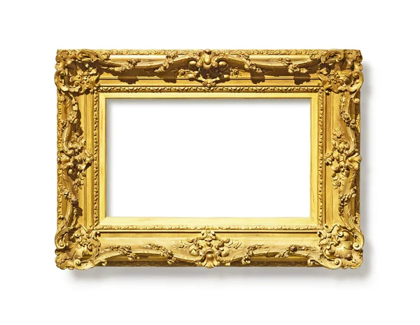 Античная Золотая Рамка Тенью Белом Фоне Вырезанием Пути — стоковое фото
