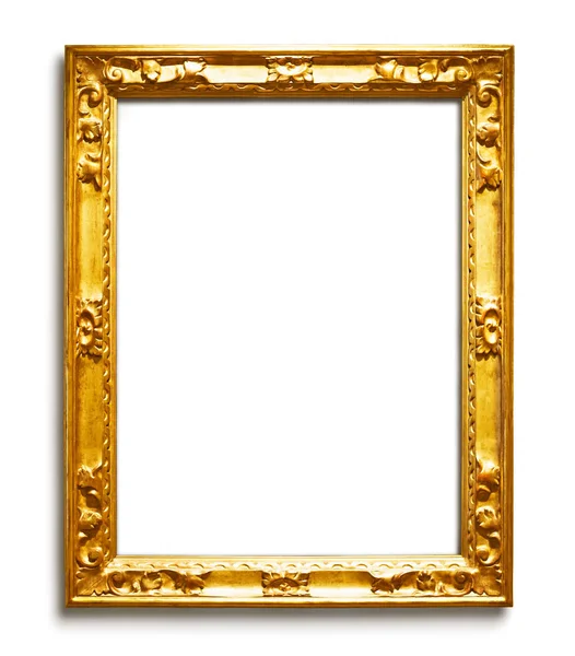 Vintage Gouden Frame Met Schaduw Witte Achtergrond Inclusief Knippad — Stockfoto