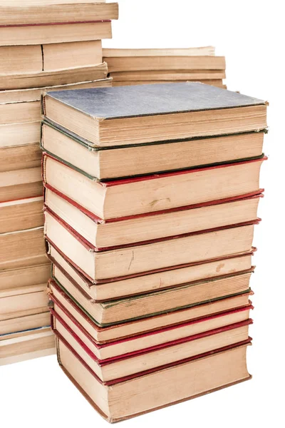 Stapel Verwitterter Alter Bücher Isoliert Auf Weißem Hintergrund — Stockfoto