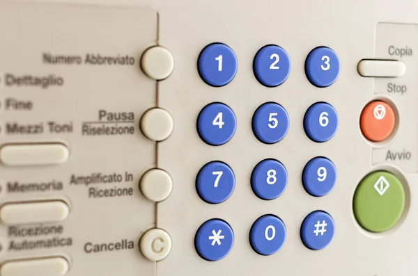 Vista Frontex Numbre Fax Buttons Representados Con Focus Selectivos — Foto de Stock