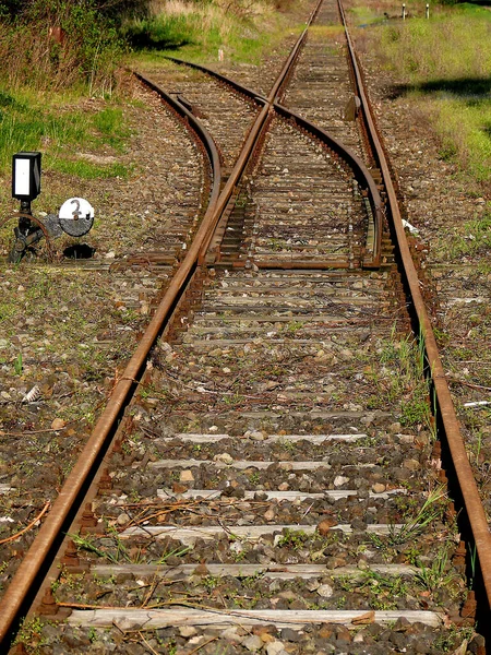 Trilhos Ferroviários Cidade — Fotografia de Stock