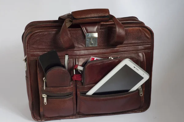 Sales Man Bag Tablet — Stock Photo, Image