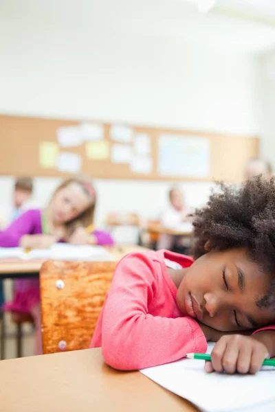 Young Elementary Student Sleeping Class — Stock Photo, Image