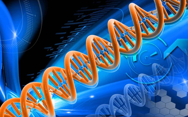 Digitale Illustration Dna Struktur Farbigen Hintergrund — Stockfoto