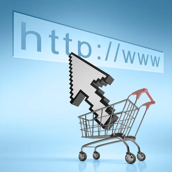 Cursor Que Mueve Una Dirección Web Concepto Compras Por Internet — Foto de Stock