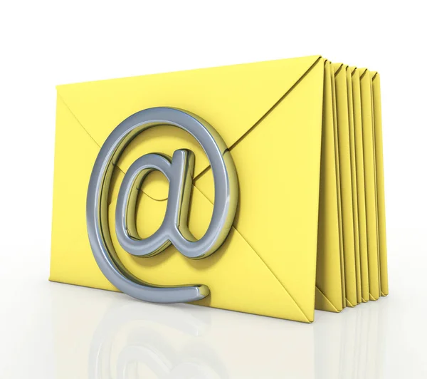 Diversi Cartellini Gialli Coda Inviare Email — Foto Stock