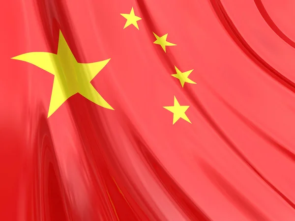 Γυαλιστερή Σημαία Της Κίνας — Φωτογραφία Αρχείου