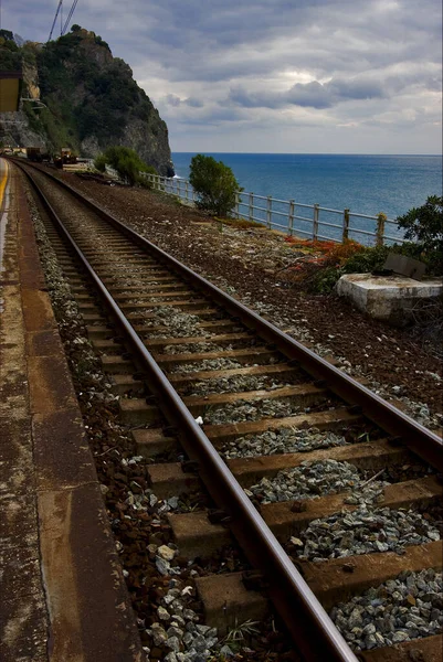 Scale Ferrovia Paese Manarola Nel Nord Italia Liguria — Foto Stock