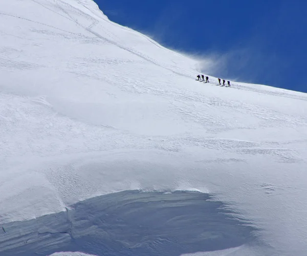 Escalar Montaña Más Alta Europa Mont Chamonix Blanc — Foto de Stock