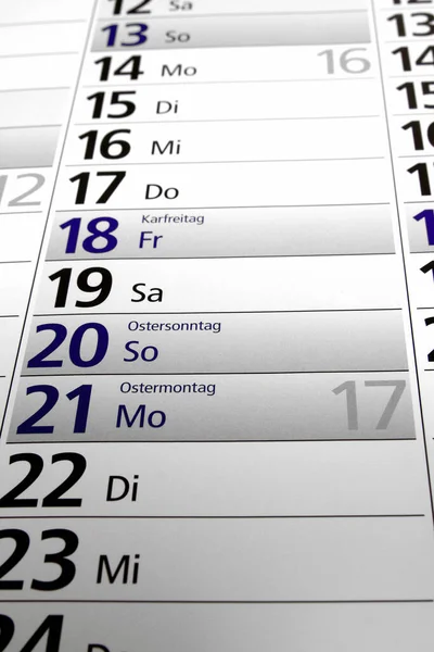 Närbild Kalender Med Penna — Stockfoto