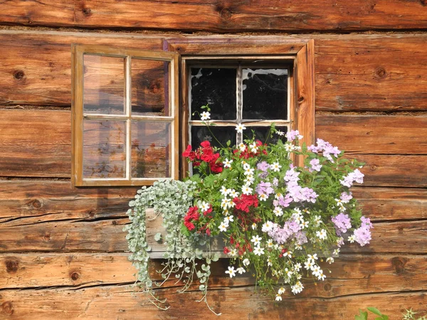 Fenster Alten Bauernhaus — Stockfoto