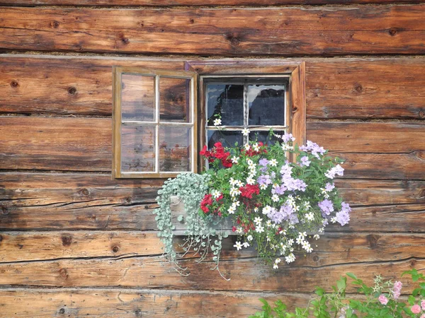 Fenster Alten Bauernhaus — Stockfoto