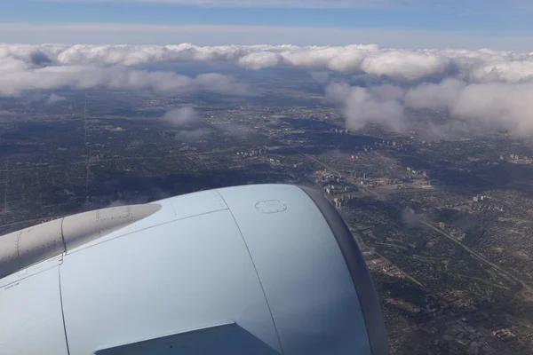 Flygvy Från Flygplanets Fönster — Stockfoto