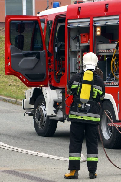 Bombeiros Bombeiros Brigada Incêndio Segurança — Fotografia de Stock