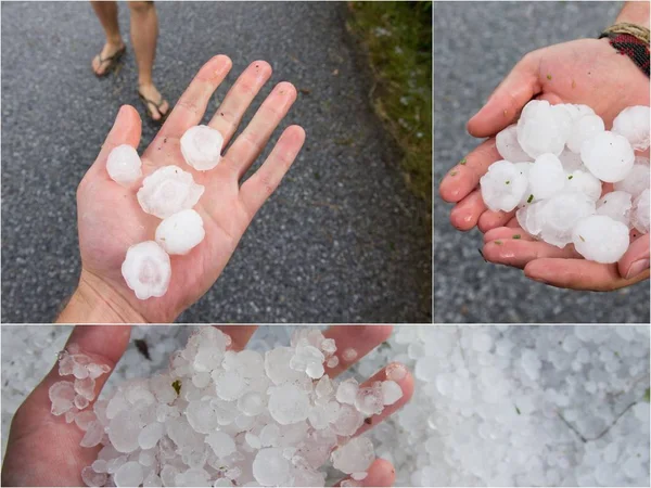 Granizo Branco Gelado Tempo — Fotografia de Stock