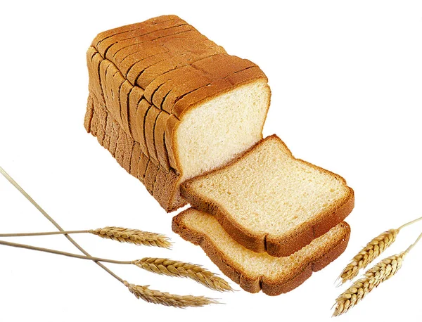 Chleb Plasterki Kolcami Pszenicy Izolowany — Zdjęcie stockowe