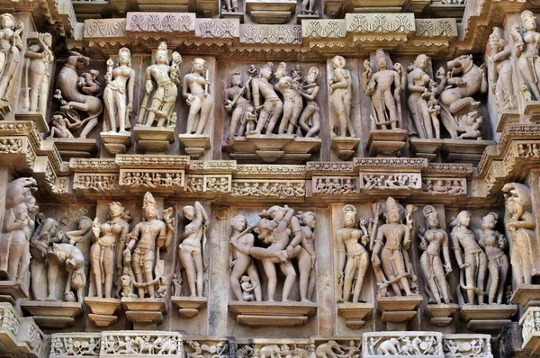 Скульптуры Западных Храмах Кхаджурахо Мадхьяпрадеш Индия — стоковое фото