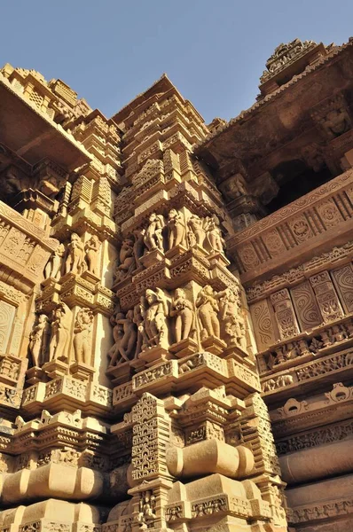 Людські Скульптури Храмі Вішваната Західні Храми Хаджурахо Мадх Прадеш Індія — стокове фото