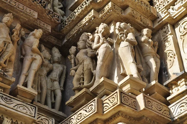 Ανθρώπινα Γλυπτά Στο Ναό Vishvanatha Δυτικοί Ναοί Του Khajuraho Madhya — Φωτογραφία Αρχείου