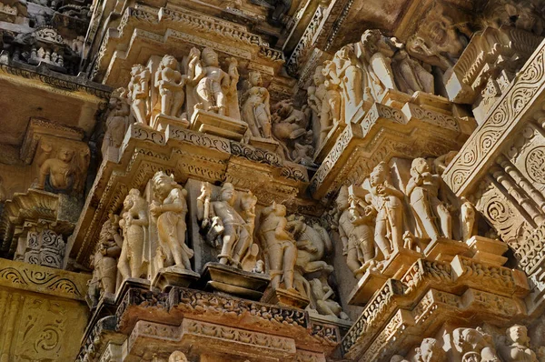 Ανθρώπινα Γλυπτά Στο Ναό Vishvanatha Δυτικοί Ναοί Του Khajuraho Madhya — Φωτογραφία Αρχείου