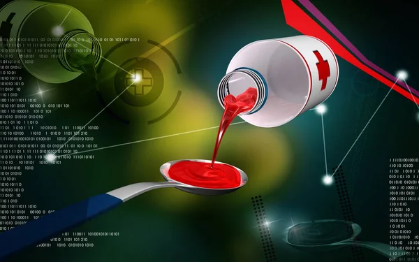 Digital Illustration Medicine Spoon Colour Background — Stok fotoğraf