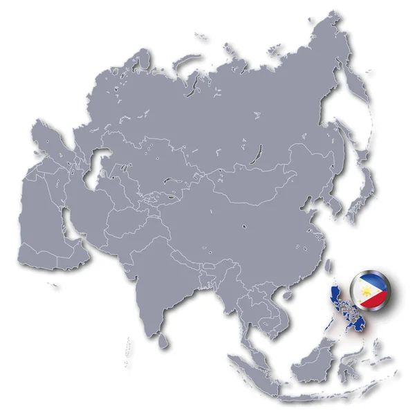 Asia Kaart Met Filippijnen — Stockfoto