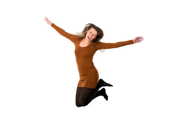 若い女性のためにジャンプ喜び — ストック写真