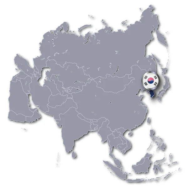 Asia Mapa Con Corea Del Sur — Foto de Stock