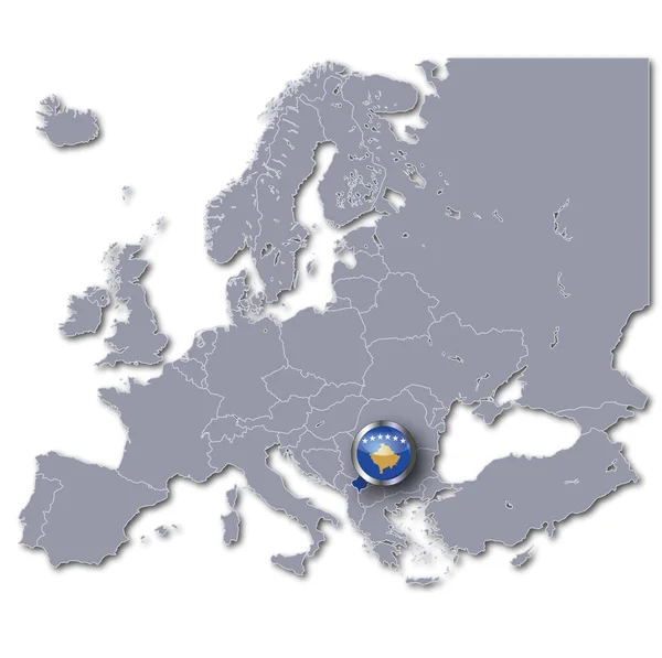 Europese Kaart Met Kosovo — Stockfoto
