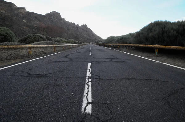 Desert Lonely Road Landscape Volcan Teide National Park Tenerife Canary — Stock Photo, Image