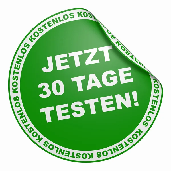 Aufkleber Grün Jetzt Tage Testen — Stockfoto