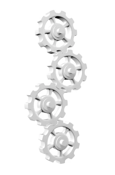 Four Gears White Isolated — Stock Photo, Image